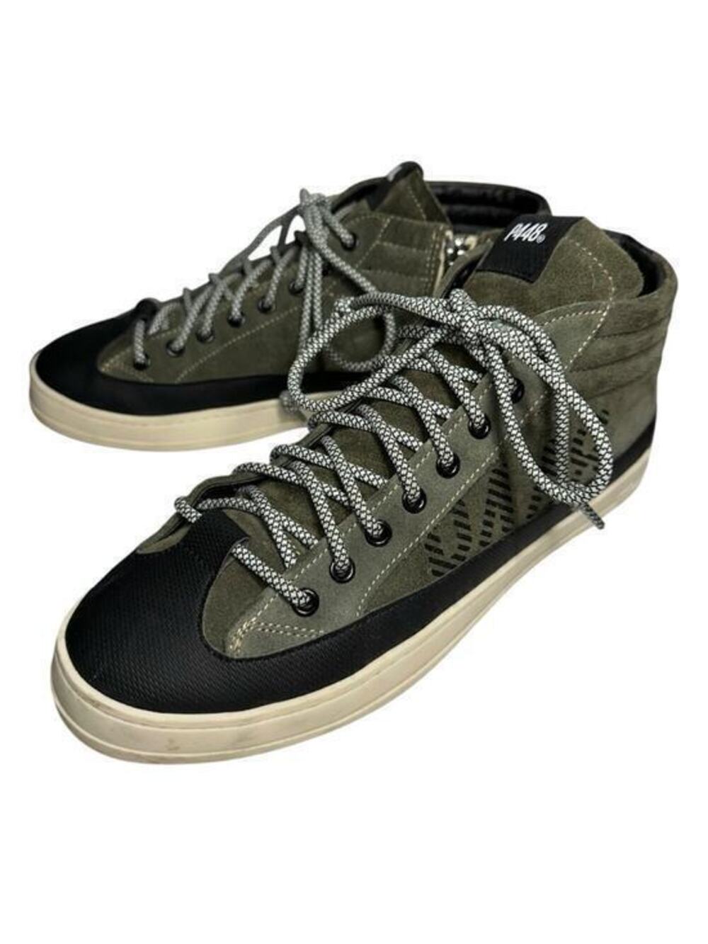 P448 Men’s Size 42 8.5 Olive Green Black  Cream Skate Muski High Top Sneaker